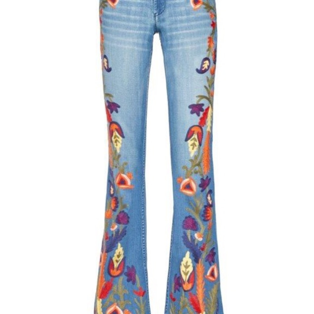 Alice and Olivia floral embroidered jeans